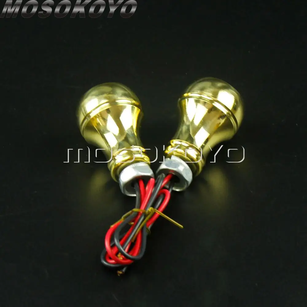 2x Front Turn Signal Light Amber LED Indicator Relocation Holder Solid Brass Mini Blinker for Cafe Racer Scrambler |