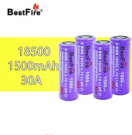4 шт. BESTFIRE IMR 18500 1500 мАч 30A плоский верх перезаряжаемый литиевый аккумулятор для ECIG