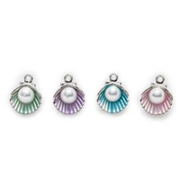 1 piece zinc alloy enamel pearl shell charms pendants jewelry making fit necklace bracelet earrings for women diy 15x13mm