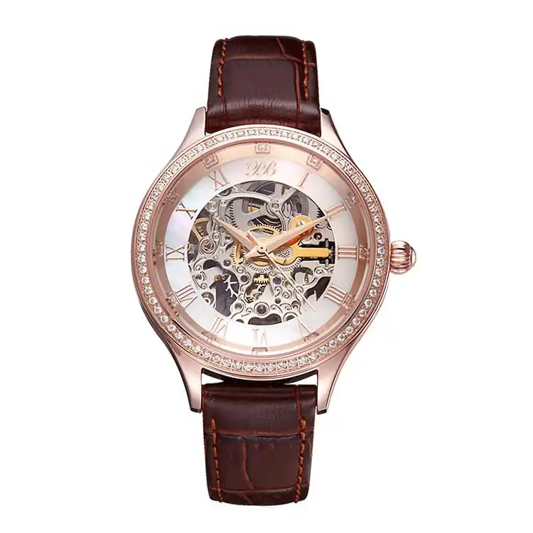 Princess Butterfly Watch автоматические часы женские наручные с римскими цифрами и бабочками, Кварцевые водонепроницаемые механические с кожаным циферблатом - Цвет: HL587LP