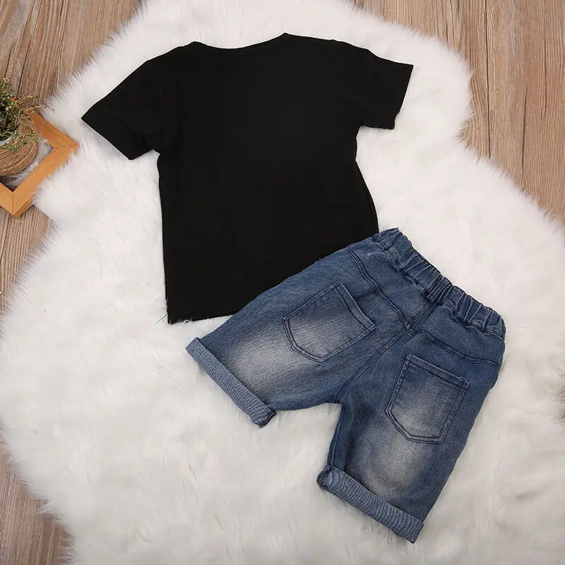 Бренд Emmababy 2019 Летний джинсовый комплект для мамы одежда маленьких мальчиков 2017