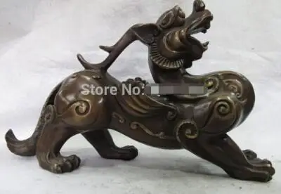 China Bronze Copper Feng Shui wealth Evil Foo Dog Lion Kirin Brave troops StatuE | Дом и сад