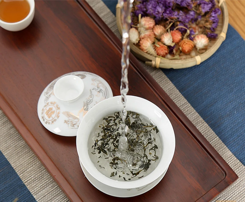 Изысканный чайный сервиз Gaiwan, китайский традиционный цветочный и птичий узор, фарфоровый чайный сервиз для путешествий, легкий чайник