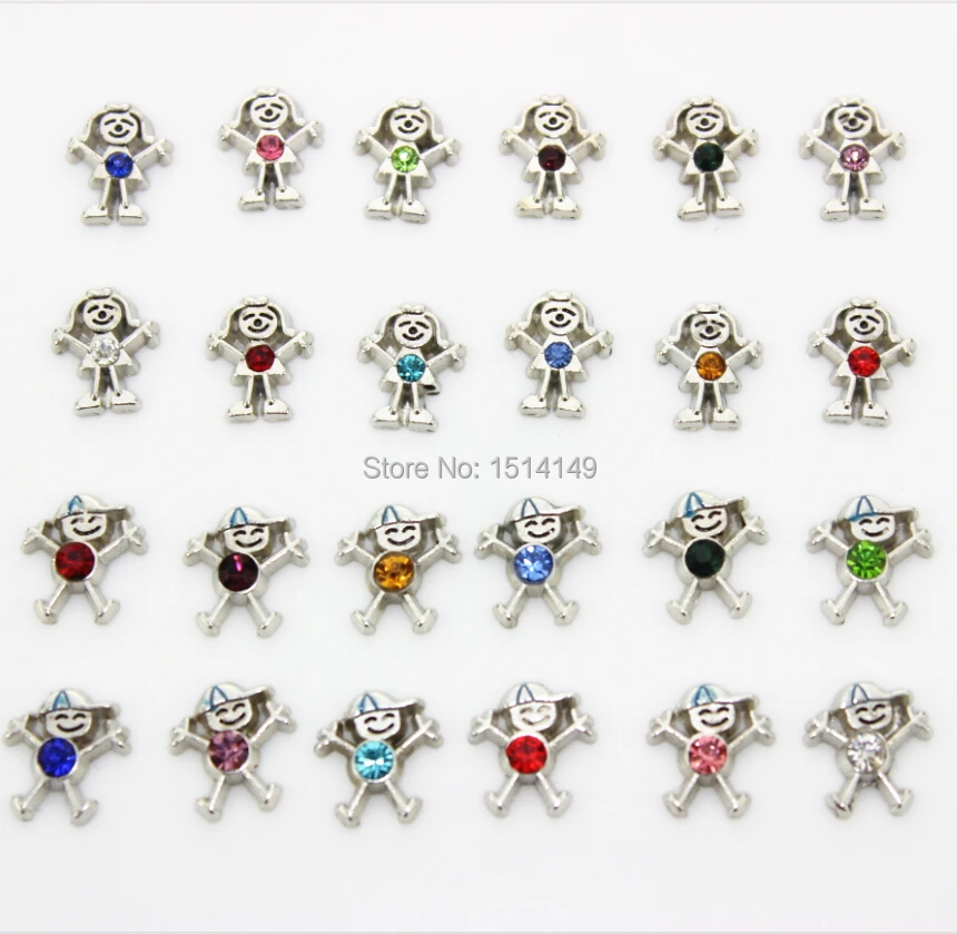 

Hot selling boy and girl birthstone floating charms mix color for glass lockets pendant(1lot=per color per 10pcs=240pcs)