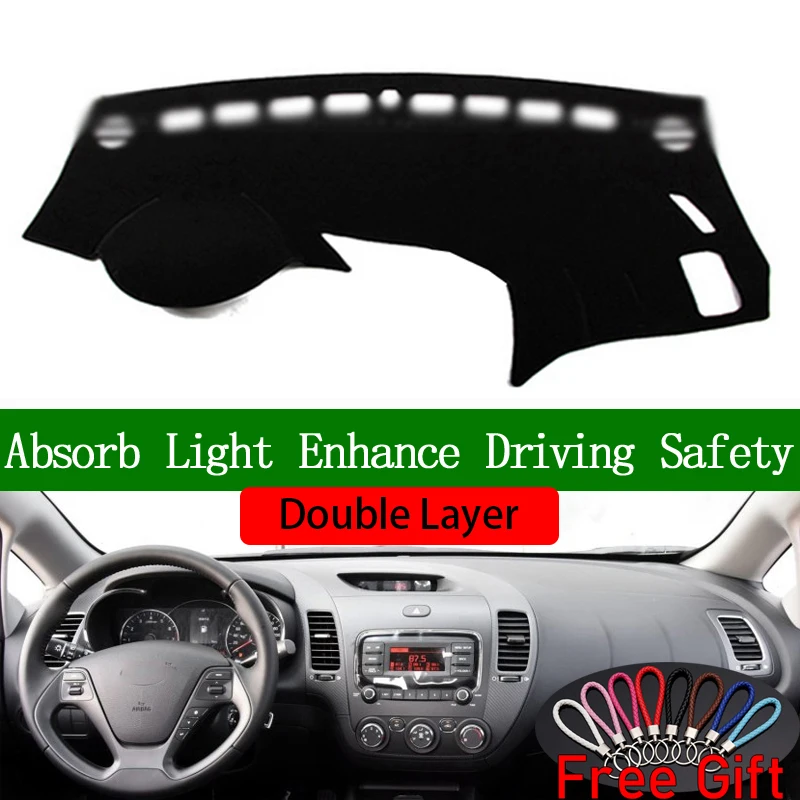 

Double Layer Car Stickers For Kia K3 2013 2014 2015 2016 2017 Dashboard Cover Car Accessories Interior Anti-UV Car Decals