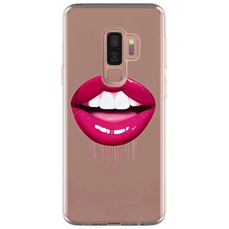 For Samsung Galaxy S9 S9Plus S8 Plus S7 edge A3 A5 2016 2017 TPU Soft love Flaming red lips Painted Desig Cover Case Fundas E323 |