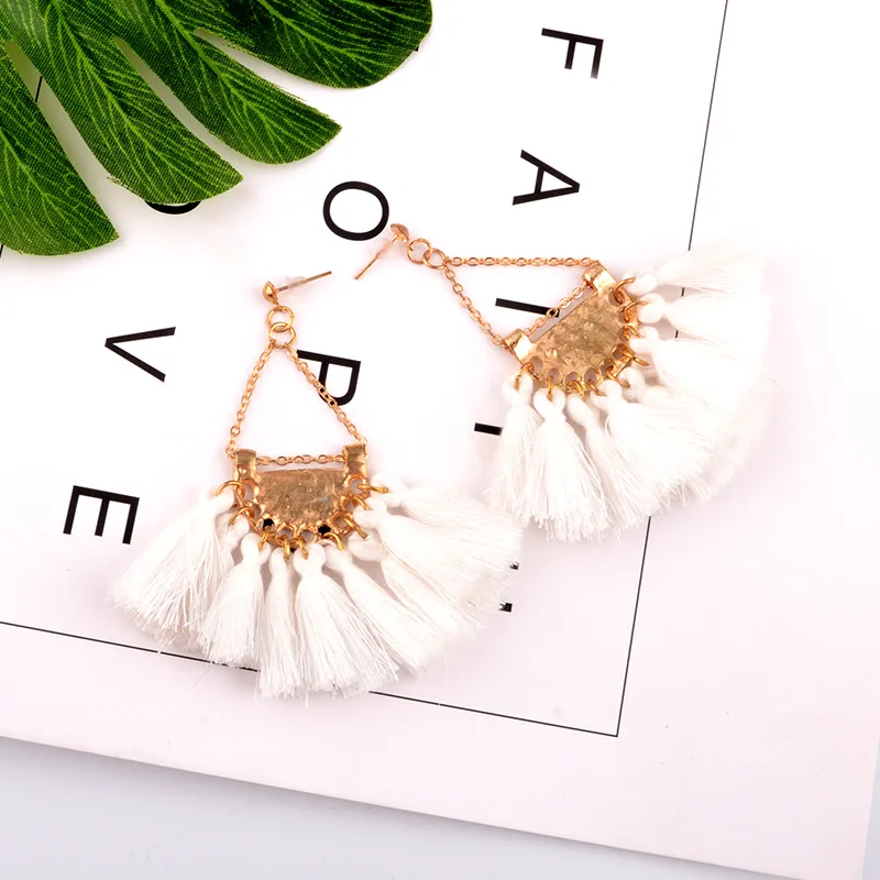 2017 ручная работа хлопковая кисточка с бахромой серьги модные женские висячие