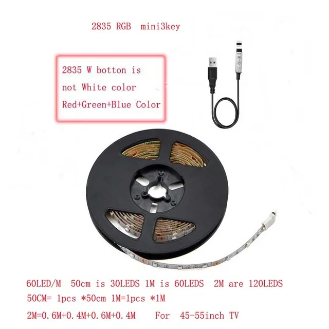 2835RGB with 3key 2835 SMD RGB USB зарядное устройство светодиодный светильник 5 в постоянного тока USB кабель светодиодный светильник гибкая лента 1 м 2 м RF IR RGB пульт дистанционного управления - Испускаемый цвет: 2835RGB with 3key