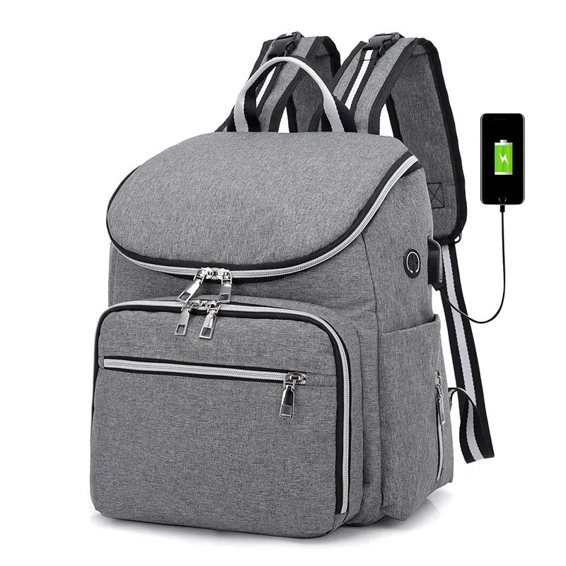 Gray Новинка, Модный женский рюкзак с зарядкой через usb, Большой Вместительный рюкзак для путешествий и ноутбука, дизайнерская сумка на плечо для мамы, Mochila Feminina - Цвет: Gray