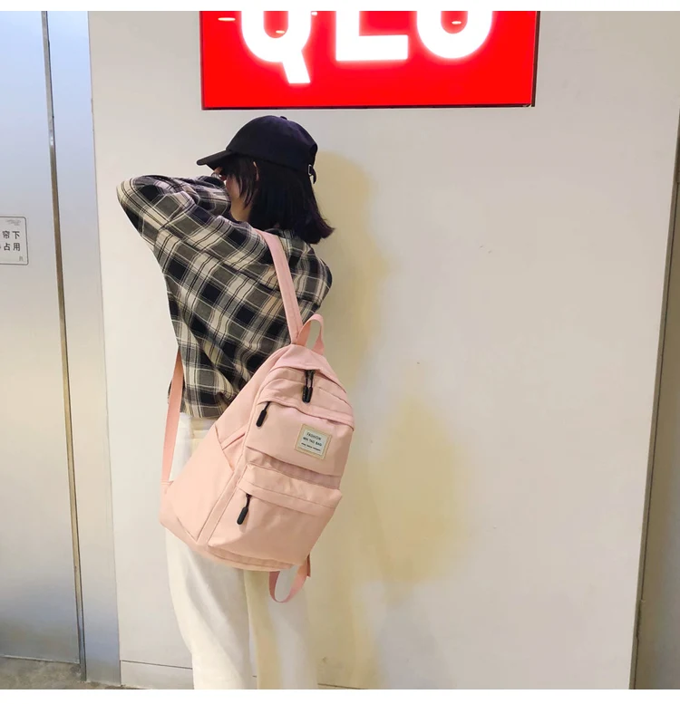 Нейлоновый женский рюкзак, Одноцветный рюкзак Mochilas, женская сумка на плечо для девочки-подростка, школьная сумка, рюкзак