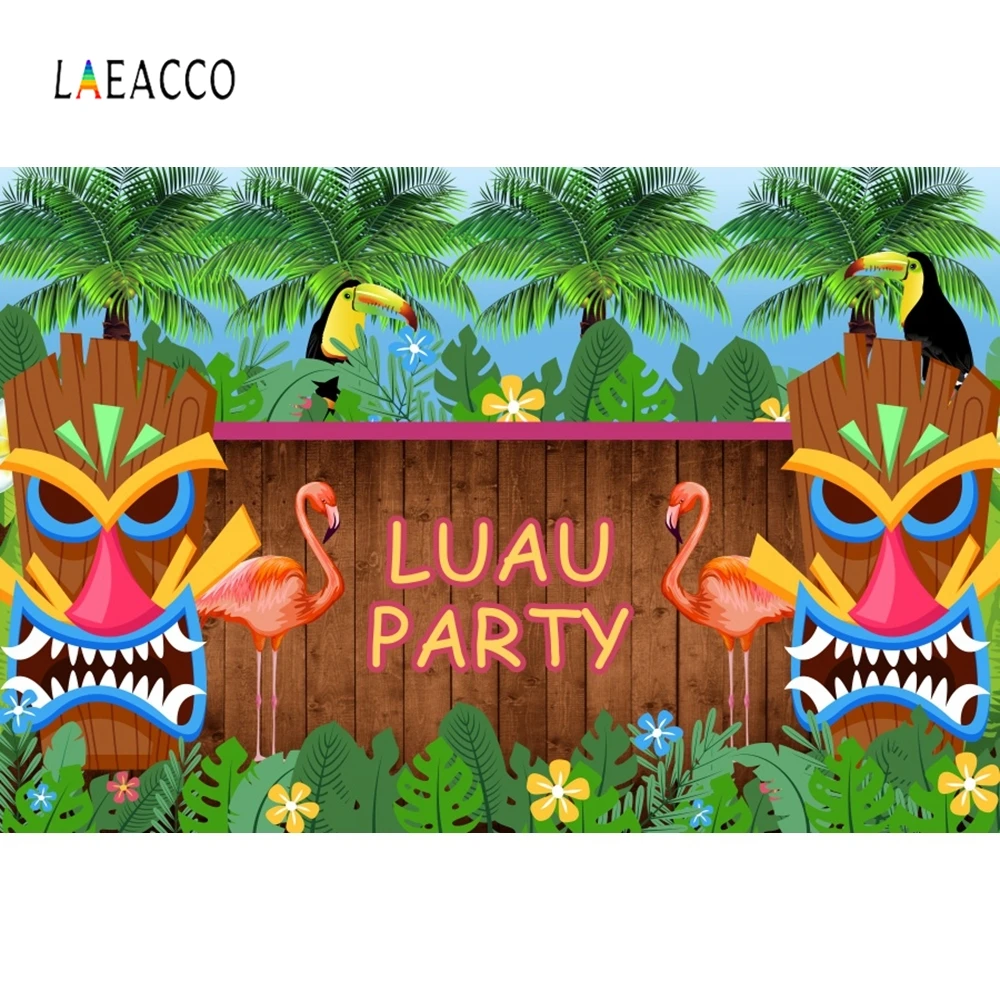 Фотофоны Laeacco Aloha Luau вечерние ярким рисунком деревьев для детской фотосъемки