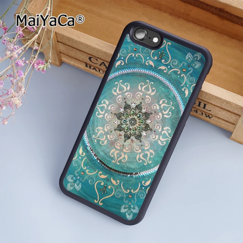 MaiYaCa Горячая бирюза Мандала x кружевной Деревянный чехол для телефона iPhone 5 6s 7 8 plus