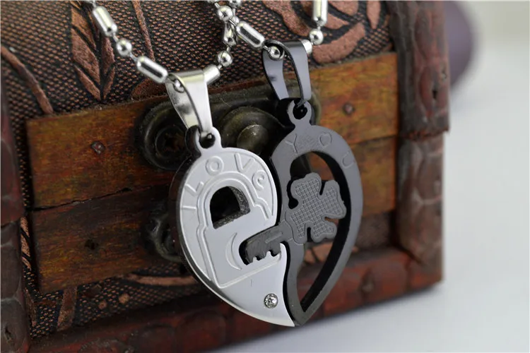 Мужская цепочка из нержавеющей стали ожерелье с кулоном в виде черного сердца