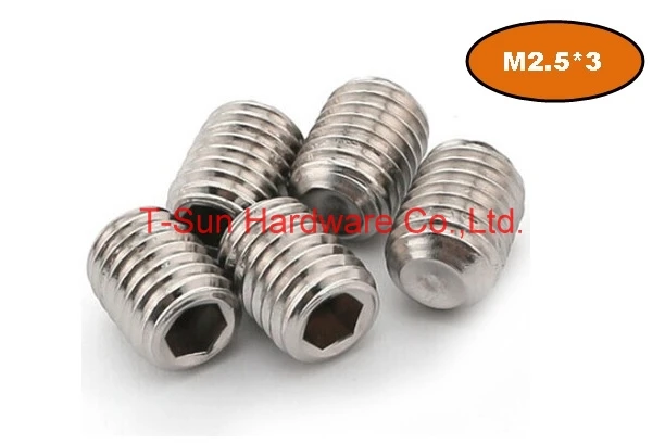 

DIN916 M2.5*3 Hexagon Socket Cup Point Grub Screw Stainless Steel
