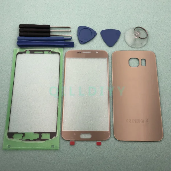 For S6 Gold S6 спереди Экран Стекло объектив+ задняя крышка аккумулятора задней стороны специально для Корпус для Samsung Galaxy S6 G920 G920F SM-G920F Замена - Цвет: For S6 Gold