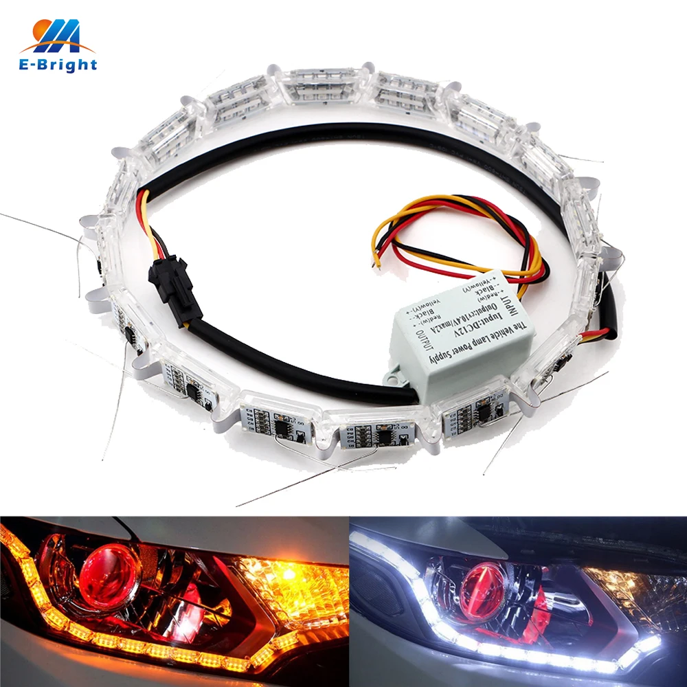 YM E Bright! 2 шт. (1 пара) DRL двухцветные белые/Янтарные динамические стрейсеры