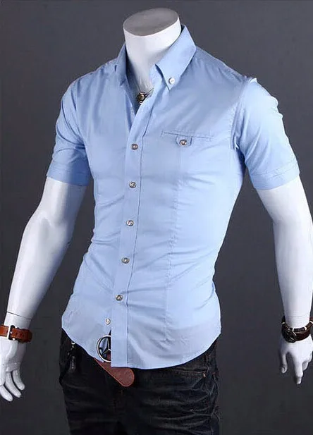Летняя мужская брендовая одежда, рубашка с коротким рукавом, camiseta hombre, рубашки, модные, social fit Camisa, тонкие, одноцветные, на выбор