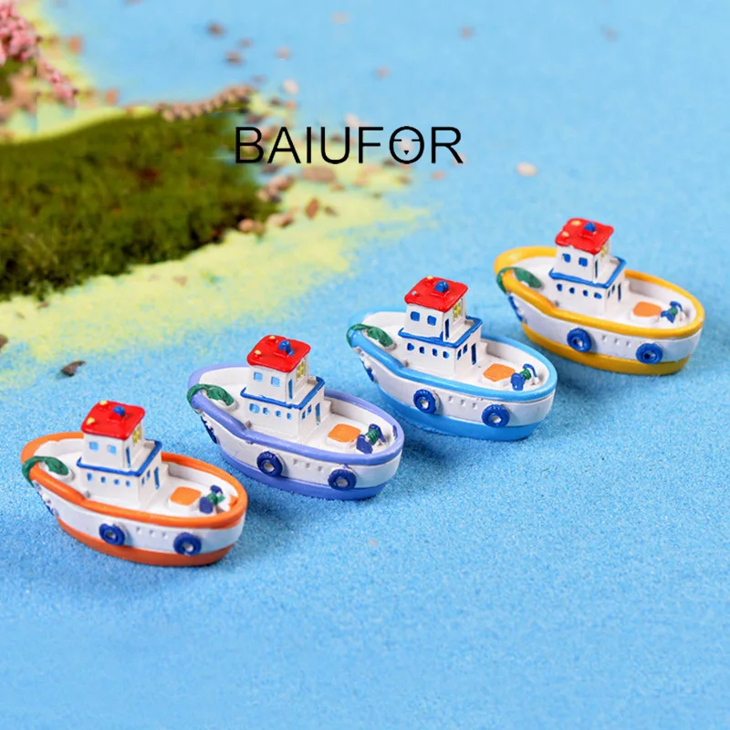 BAIUFOR миниатюрные фигурки и мини полимерная рыбацкая лодка модель круизного