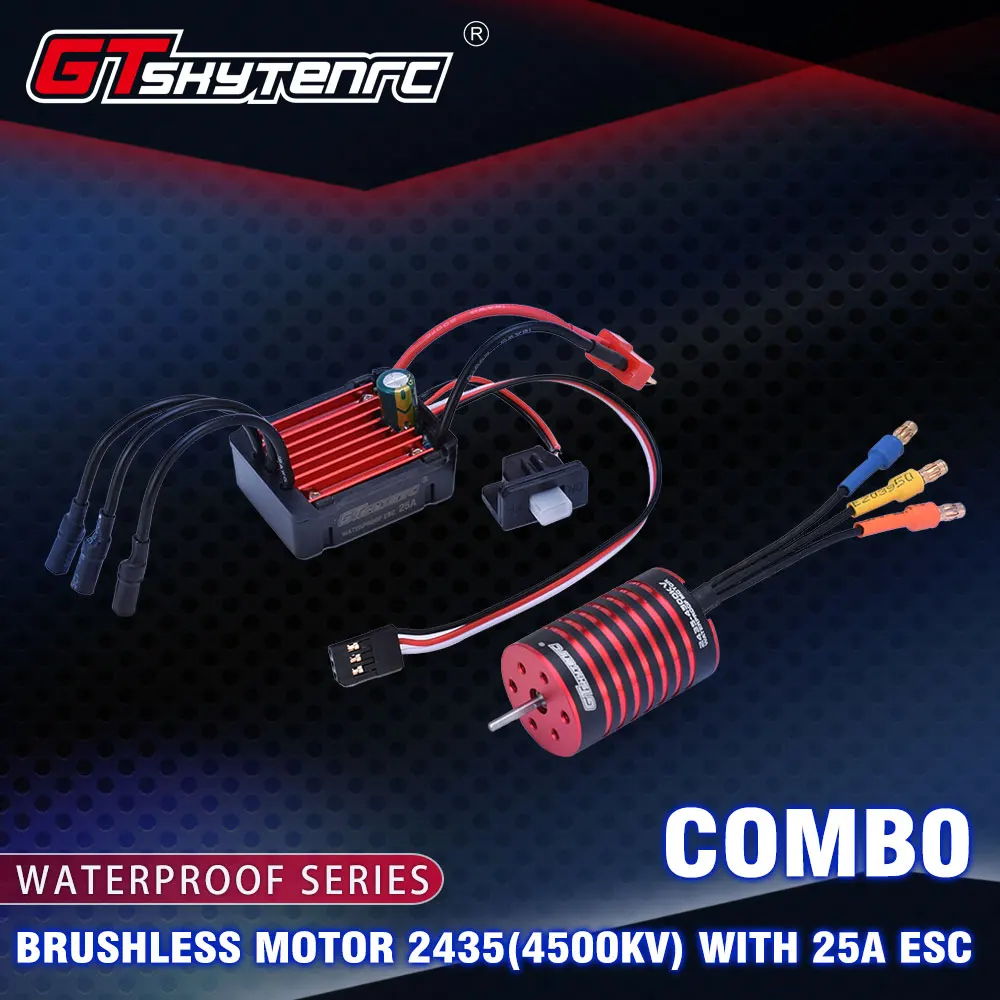 GTSKYTENRC Combo 2435 4500KV 4800KV бесщеточный двигатель w/25A ESC для 1:16 1:18 RC багги Дрифт гоночный
