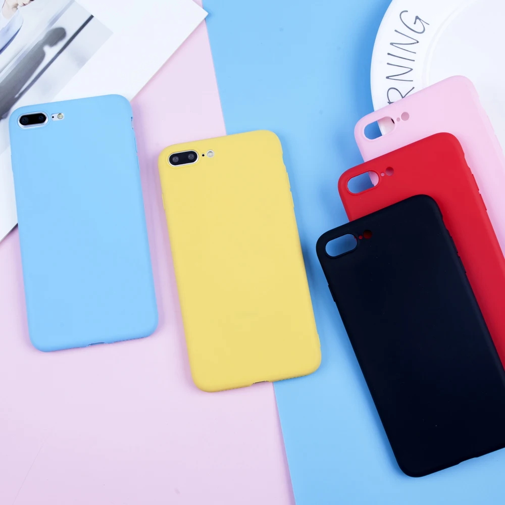 Чехол для iPhone 7 телефона ярких цветов 6 6s 8 X Plus 5 5S SE XR XS Max простой однотонный