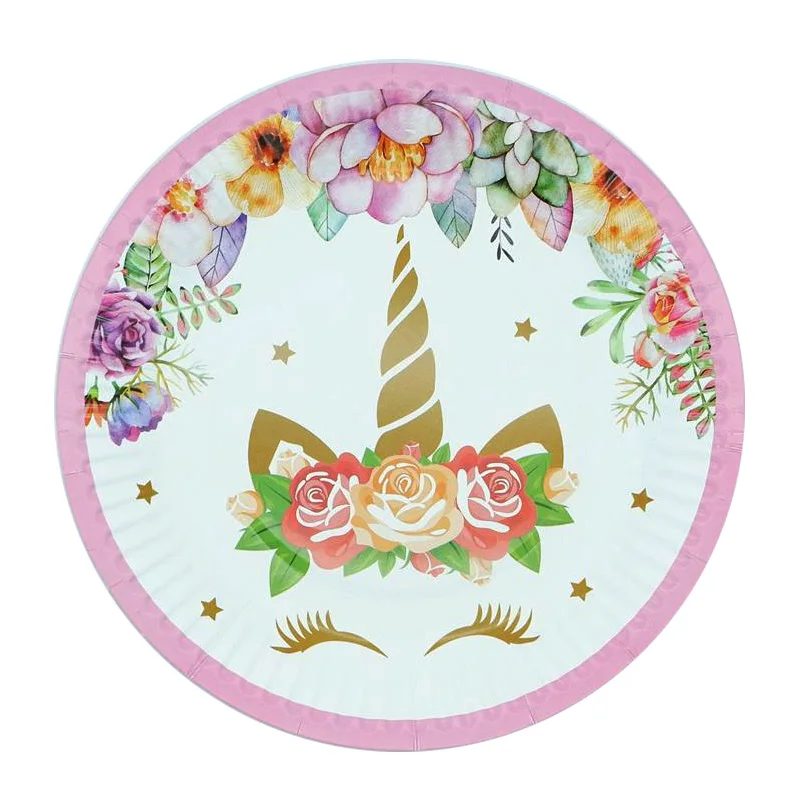 pink plate 10pcs 1 компл. 29*40 см Единорог бумажная Складная пиньята Дети Девочки Мальчики День рождения поставщик с днем рождения украшения вечерние игрушки игры подарок - Цвет: pink plate 10pcs