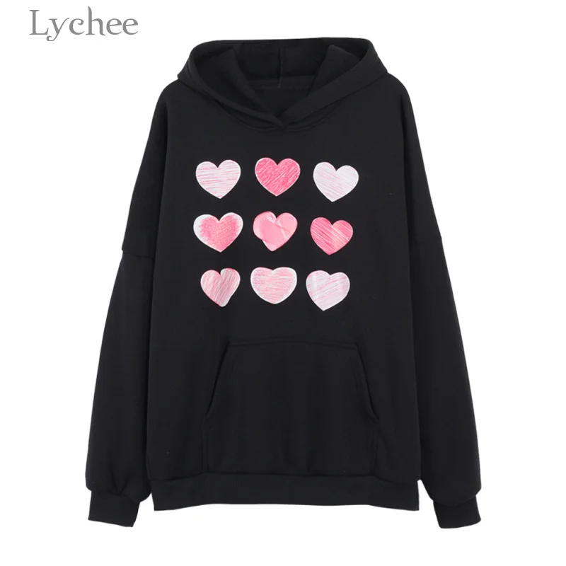 Женский свитшот Lychee с капюшоном в стиле Харадзюку повседневные Свободные