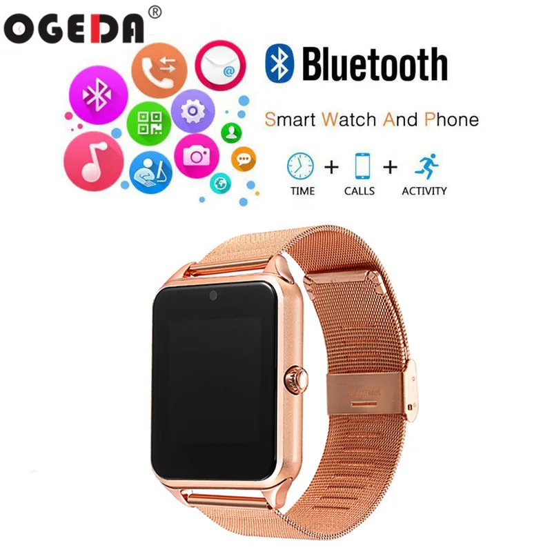 OGEDA новинка 2019 умные часы для мужчин и женщин Blutooth Camera Stainleess сталь секундомер