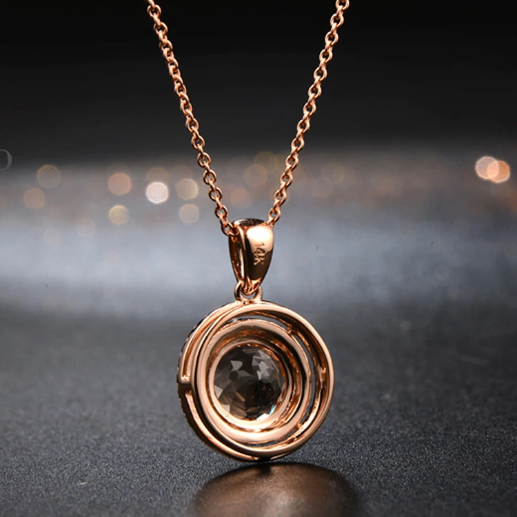 Лидер продаж 2.02ct против 8 мм круглый Morganite Алмаз Настоящее 14 К розовое золото Обручение кулон