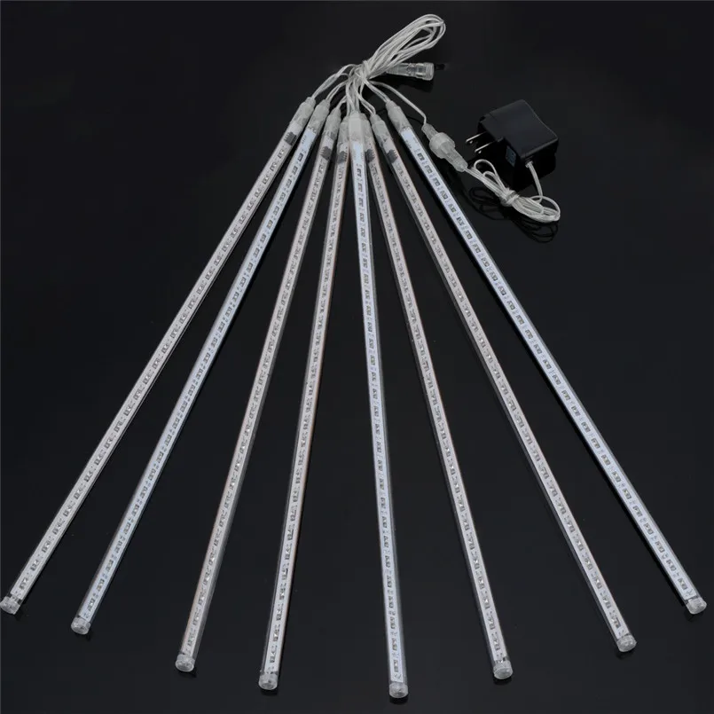 Теплый Белый Метеоритный дождь трубки Рождественская гирлянда светильник