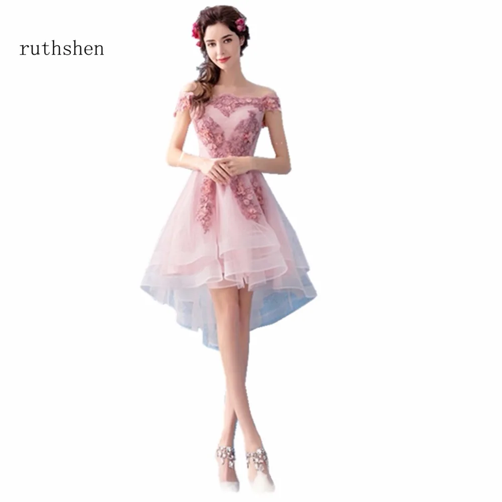 Ruthshen Лодка шеи с коротким низкий коктейльные платья от плеча линия бисерные