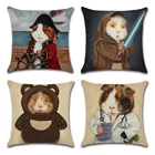 Симпатичная мультяшная наволочка для подушки из хлопка и льна, декоративная наволочка для подушки в виде морской свинки, аксессуары для дома, наволочка для диванной подушки в машину