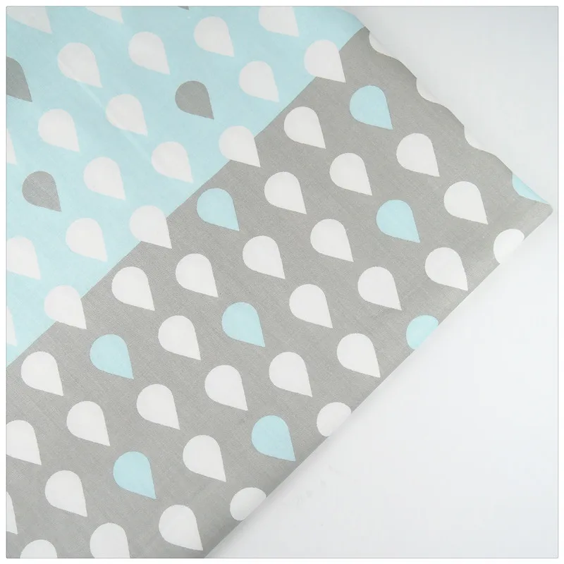 Syunss 100% хлопчатобумажная саржевая ткань синяя серая КАПЛЕВИДНАЯ печатная