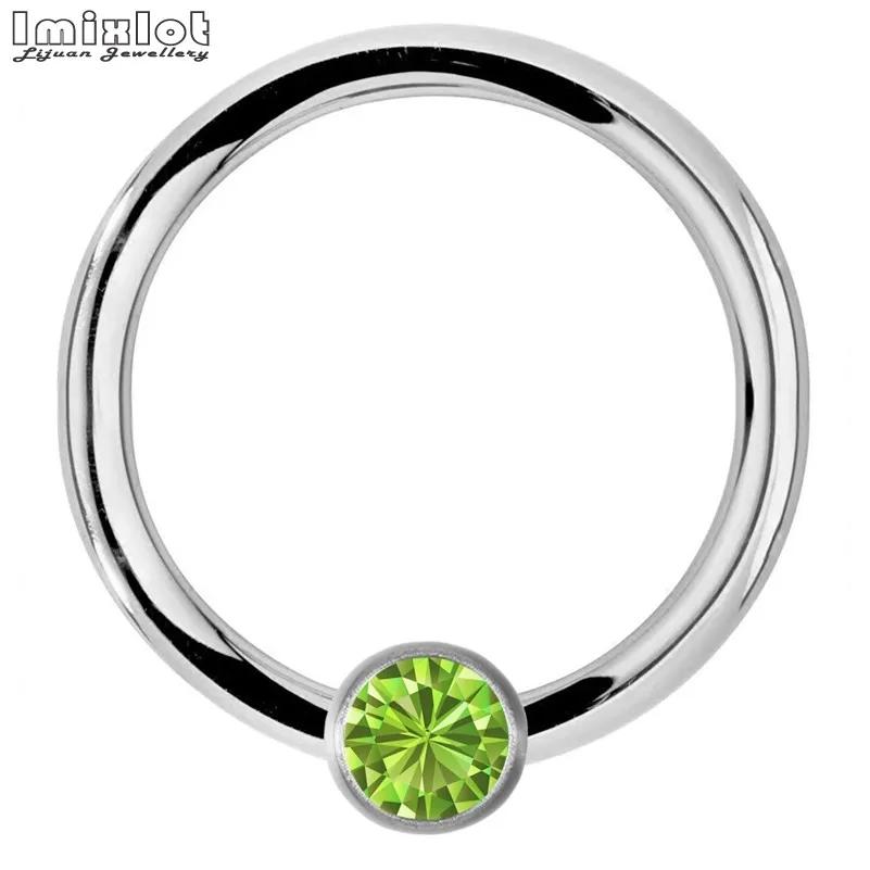 Light Green Шариковое закрывающее кольцо BCR с кристальными драгоценными камнями, губы нос ухо для трагуса септума кольцо 10 шт./лот ювелирные изделия для тела Пирсинг - Окраска металла: Light Green