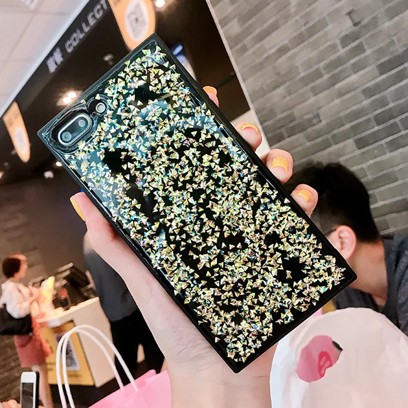 Роскошный эпоксидный квадратный чехол для iphone 7 силиконовый блестящий из