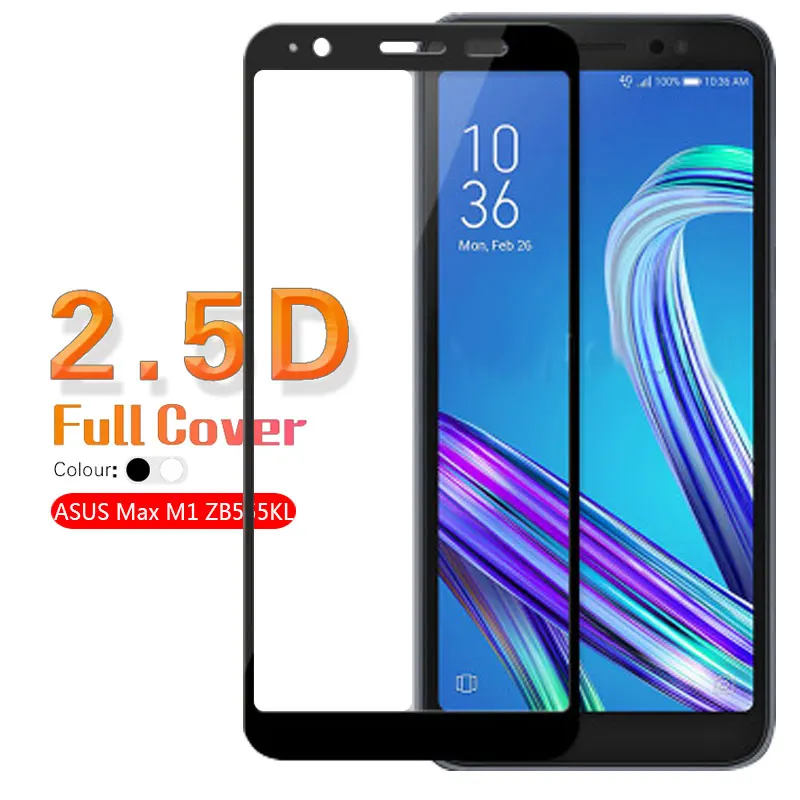 Полное покрытие цветное закаленное стекло для Asus Zenfone Max M1 ZB555KL передняя белая и черная цветная Рамка