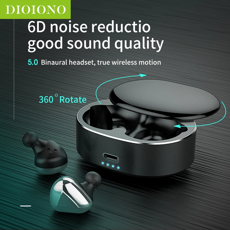 DioIono Bluetooth 5.0 TWS Wireless Headset Cordless Earphone 6D Stereo Earpiece Earphones Earbuds Super Noise Canceling | Электроника