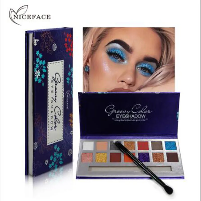 NICEFACE Pressed Powder Glitter Eyeshadow Makeup Sunset Palette Shimmer Matte Eye Shadow Pallete Desert 14 Colors |