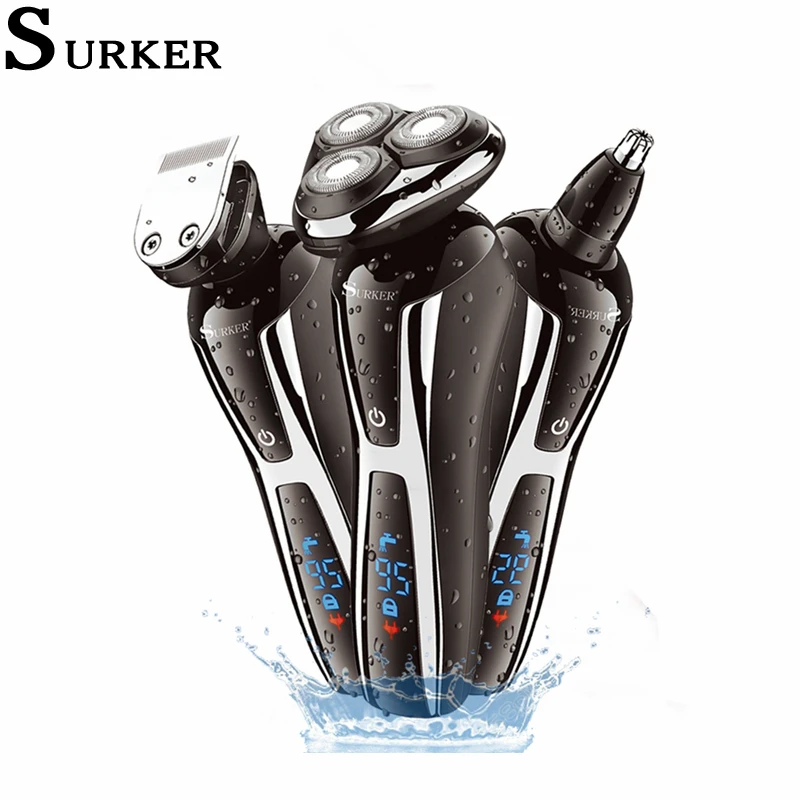 Surker электробритва для мужчин USB быстрая зарядка IPX5 Водонепроницаемый 3 в 1