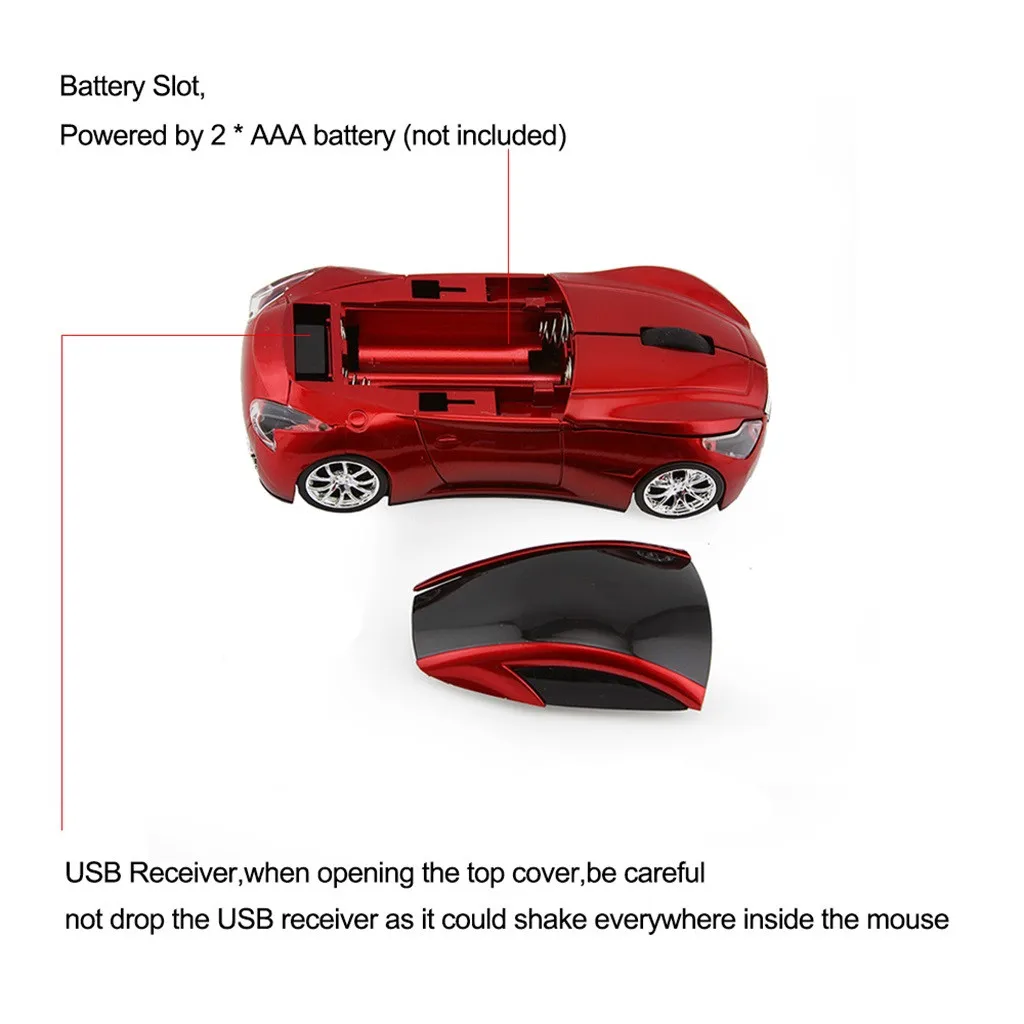 2 4 GHz 1200 точек/дюйм Беспроводная оптическая мышь USB Rolling Car Модель для планшетных ПК
