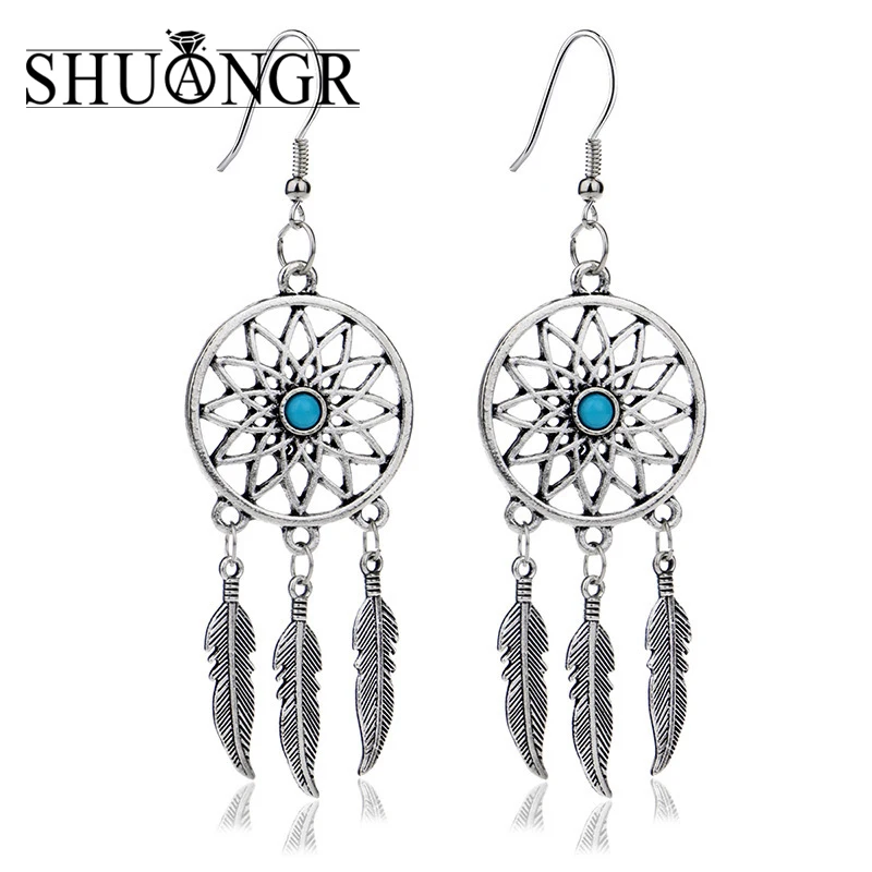Bohemia Vintage Women Dream Catcher Long Feather Drop Earrings Tassel Bead Tibetan Pendiente Gift | Украшения и аксессуары