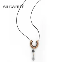 arrival vintage alloy long chain necklace resin water drop u shaped stone collar necklace jewelry for female wholesale