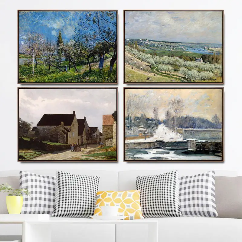 Home Decoration Art Wall Pictures for Living Room Poster Print Canvas Printings Paintingsn French Alfred Sisley Landscape 6 | Дом и сад