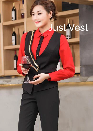 women vest Для женщин КТВ Бар официанткой Повседневная обувь Для мужчин отель рукав рубашки униформа официанта западный ресторан Кофе магазин жилет официанта комбинезоны 90 - Цвет: women vest