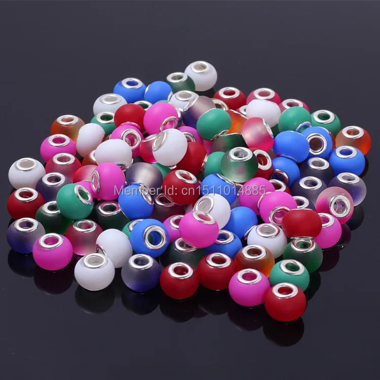 11*15 мм Разноцветные стеклянные бусины из стерлингового серебра с большим