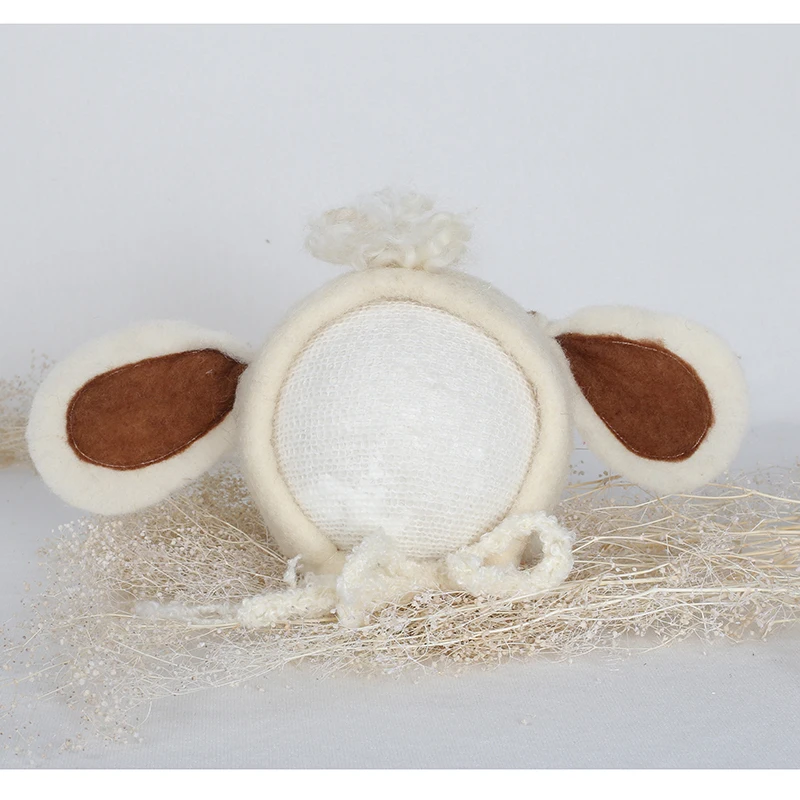 

Santa hat baby girl animal hat Wool baby bunny bonnet hat photo props Christmas hat Newborn Lovely bonnet photography props