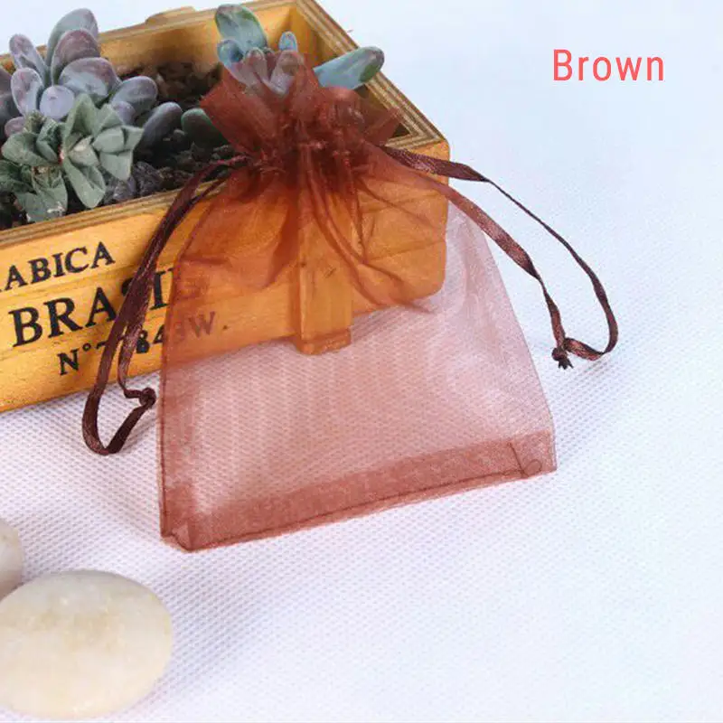 Brown Kejialai 7x9 10x12 10x15 13x18 см 50 шт. 17 цветов сумка для ювелирных изделий свадебный подарок мешочек из органзы для ювелирных изделий упаковка для ювелирных изделий - Цвет: Brown