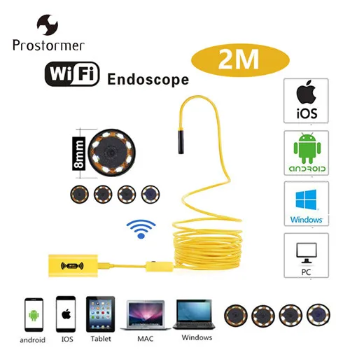 SPCC046A PROSTORMER 8 мм Wifi эндоскоп камера 1200P жесткий бороскоп для iphone Android Phone 2 3,5 5 10M Водонепроницаемая Инспекционная камера - Цвет: SPCC046A