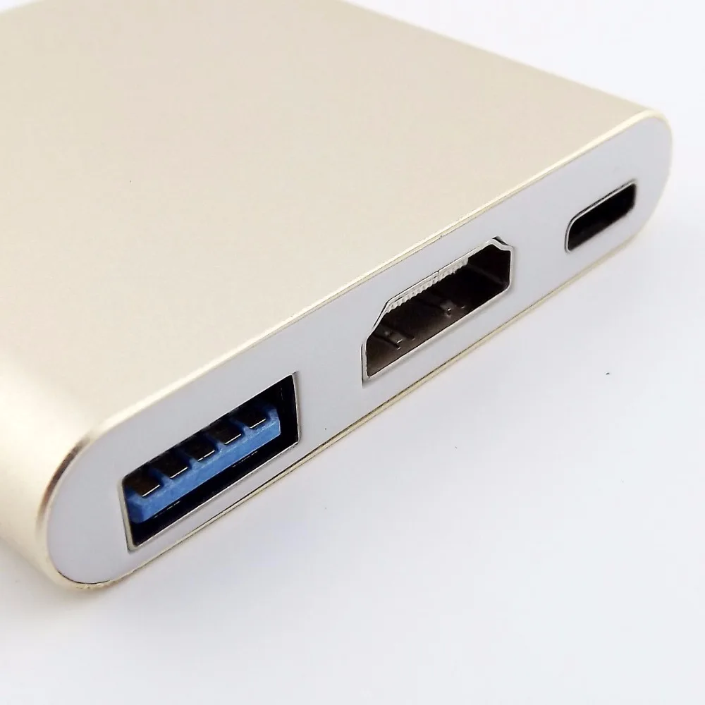 1 шт. USB-C 3.1 Тип C-USB 3.0 HDMI AV Type C Женский 3 в 1 адаптер для Macbook 1" 15 см