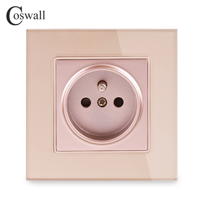 Розетка Coswall с французским полированием настенная стеклянная панель заземлением