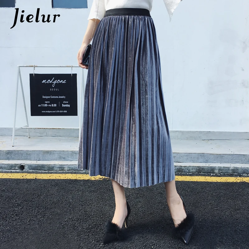 Женская бархатная юбка с высокой талией 8 цветов|falda fashion|velvet skirt womenvelvet |